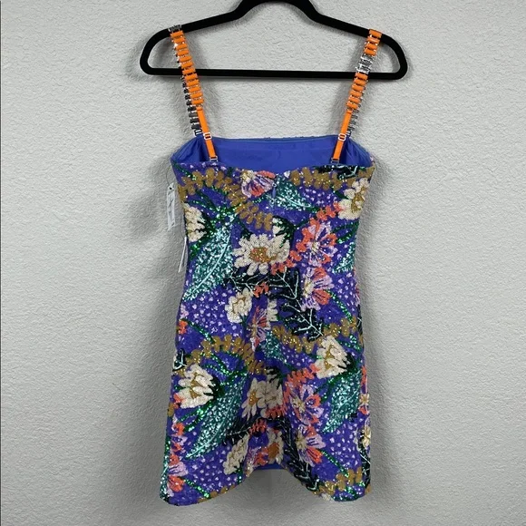 NWT Nadine Merabi Lyra Floral Sequin Mini Dress Beaded Colorful Sz 4 - Picture 10 of 16